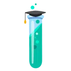 chapéu de formatura + tubo de ensaio