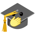 chapéu de formatura + rosto com olhos abertos e mão sobre a boca