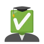 chapéu de formatura + marca de seleção branca