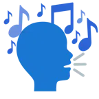 musical notes + speaking head