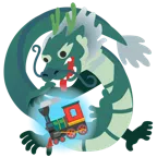 Drache + Dampflokomotive