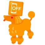 Pudel + Mobiltelefon aus