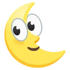 ojos + luna de cuarto menguante con cara