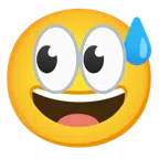 ojos + cara sonriendo con sudor frío