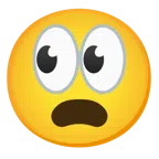 ojos + cara con el ceño fruncido y la boca abierta