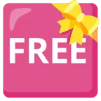 Herz mit Schleife + Wort „Free“ in blauem Quadrat