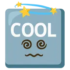 schwindlig + Wort „Cool“ in blauem Quadrat