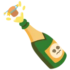schwindlig + Flasche mit knallendem Korken