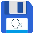 floppy disc + persona che parla