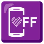 Mobiltelefon aus + lila Herz