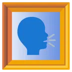quadro incorniciato + persona che parla