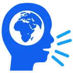 cabeza parlante + globo terráqueo mostrando Europa y África