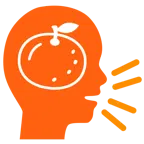 cabeza parlante + mandarina