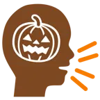 cabeza parlante + calabaza de Halloween