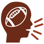cabeza parlante + balón de fútbol americano