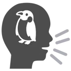 cabeza parlante + pingüino