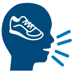 cabeza parlante + zapatilla deportiva