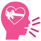 cabeza parlante + corazón con lazo