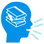 cabeza parlante + libros