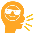 cabeza parlante + cara sonriendo con gafas de sol