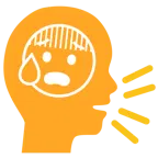cabeza parlante + cara con ansiedad y sudor
