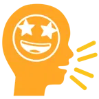 cabeza parlante + cara sonriendo con estrellas
