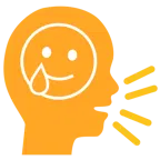 cabeza parlante + cara sonriente con lágrima
