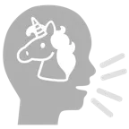 cabeza parlante + unicornio