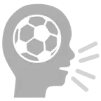 cabeza parlante + balón de fútbol