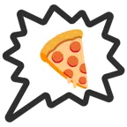 Sprechblase für wütende Aussage rechts + Pizza