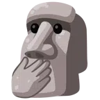 Moai + faccina con occhi aperti e mano sulla bocca