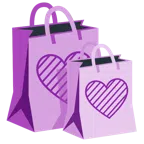 borse della spesa + cuore viola