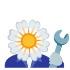 martello e chiave inglese + fiore