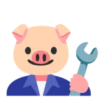 ค้อนและประแจ + หน้าหมู