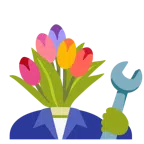 martello e chiave inglese + mazzo di fiori
