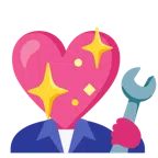 martello e chiave inglese + cuore che luccica