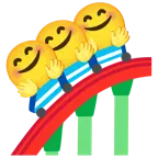 smiling face with open hands + roller coaster