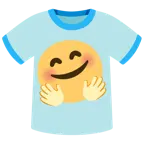 smiling face with open hands + t-shirt