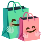 smiling face with open hands + shopping bags
