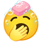yawning face + soap