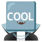 Fledermaus + Wort „Cool“ in blauem Quadrat