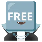 Fledermaus + Wort „Free“ in blauem Quadrat