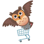 sowa + wózek sklepowy