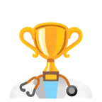 เครื่องฟังตรวจ + ถ้วยรางวัล