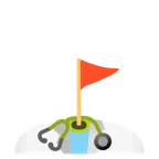เครื่องฟังตรวจ + ธงในหลุม