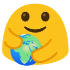 personas abrazándose + globo terráqueo mostrando Europa y África