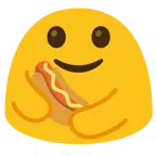 personas abrazándose + perrito caliente