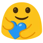 personas abrazándose + corazón azul
