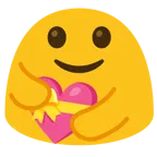 personas abrazándose + corazón con lazo