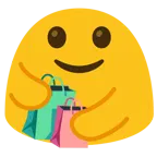personas abrazándose + bolsas de compras
